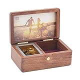 SOFTALK Vintage Square Jewelry Box -Natural Wood Musical Boxs with Customizable Photos Wind Up Decorative Box Keepsake Gift Box Case for Gifts for Christmas,Birthday and Valentine's Day Tone : Can't help falling in love