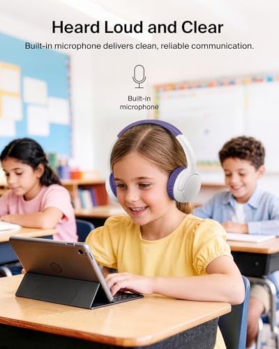 Image of Belkin SoundForm Mini 2 Wireless Kids Bluetooth Headphones - On-Ear Earphones w / 55H Battery Life, 85dB Safe Volume Limit, Built-in Microphone - Toddler Headphones for iPad, Tablet, School, Travel