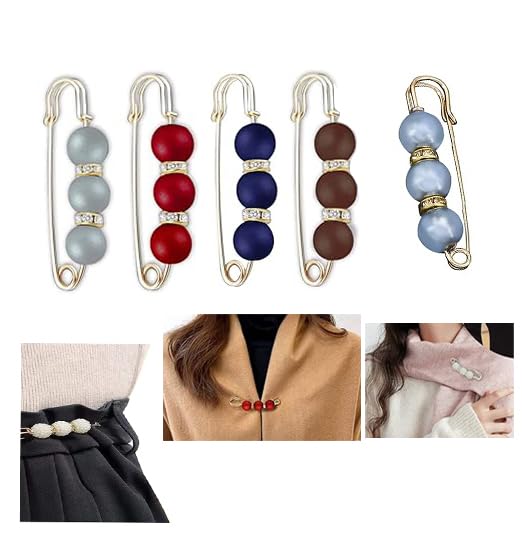 5 Pcs Fashion Pearl Brooch,Sweater Shawl Clip Double Faux Pearl Brooches Waist Pants Extender Safety Pins (20) (B0CVQMJ1H1) Amazon Price History, Amazon Price Tracker