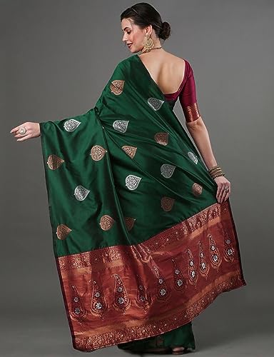 Image of Flosive Women's Mix Color Kanjivaram Silk Saree With Blouse