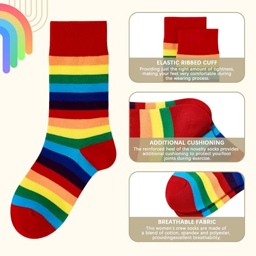 Image of American Trends Womens Novelty Striped Crew Socks Athletic Vintage Slouch Mid Calf Tube Socks