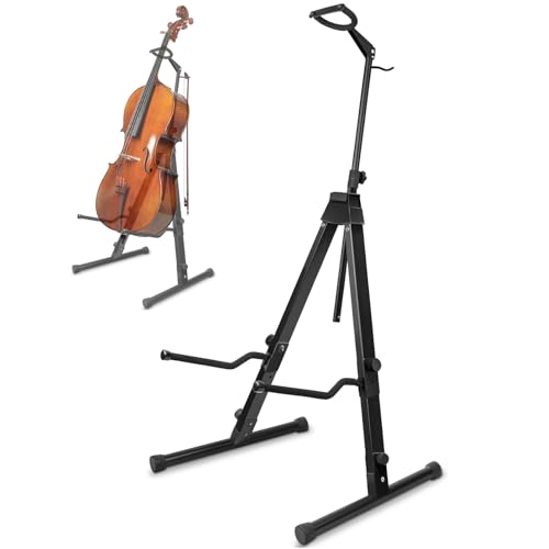 UPELLA Heavy Duty Cello Stand with Bow Hook, Sturdy Portable Adjustable Versatile, Floor Steel...