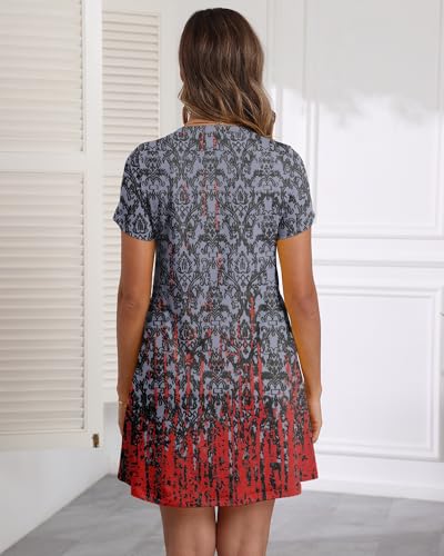 Image of COSSEN Women's Casual T Shirt Dress V-Neck Short Sleeves Swing Dresses Birthday Party Summer Travel Beach with Pocket