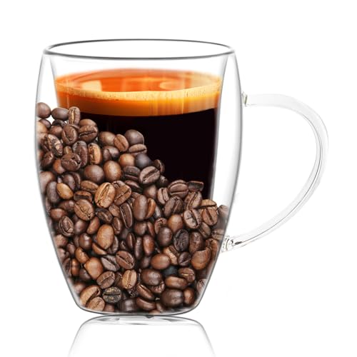 Glass Coffee Cup Mug - 16 Oz, Insulated Double Walled