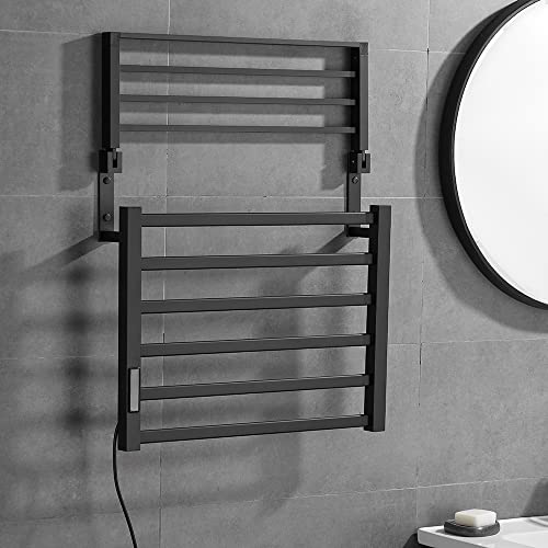Radiador de toallero con estante plegado para optimizar baños pequeños 5