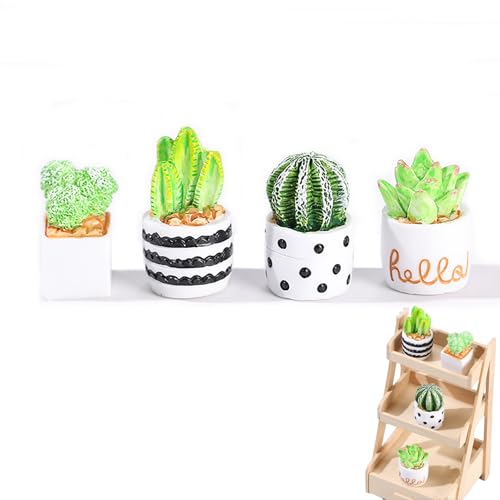 Gstrmydz 4pcs Miniature Cactus Ornament Dashboard Decorations Mini Cactus Statues