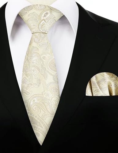 Image of Alizeal Mens 3.15'' Vintage Paisley Tie Pocket Square Set | Elegant Perfect for Banquet Wedding and Party