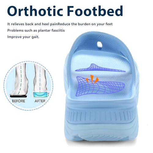 Ozlook Womens Recovery Sandals Slides For Mens Plantar Fasciitis Sport For Sandals Comfortable Orthotic Athletic Arch Support Slides thumb #4