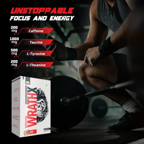 Image of MuscleBlaze Pre Workout WrathX Powder, Fruit Fury, 270g, 15 Servings | Fully Loaded, Crash Free with Caffeine, Citrulline and Beta Alanine | Trustified Certified | Built for Athletes - Dope Free