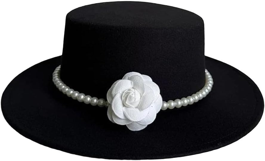 Women's Fedora Hat Wide Brim Flat Top Felt Hat Derby Hat Wedding Church Party Headwear