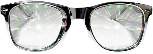 Miniatura 10 de GloFX Lentes de difracción definitiva, efecto prisma 3D arcoíris con marcos negros mate, gran accesorio para edm, concierto y rave