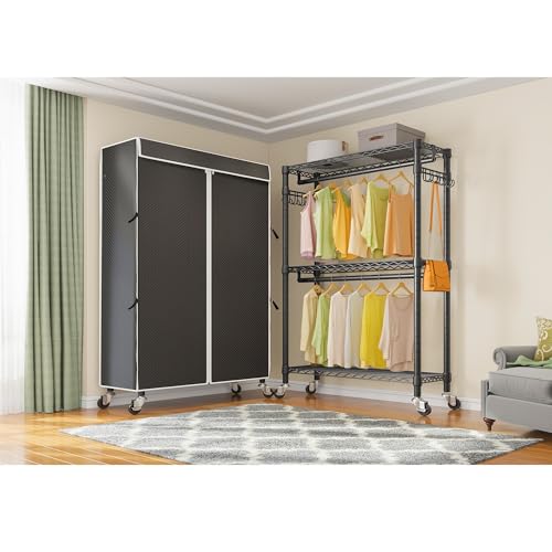Image of VIPEK R2C Rolling Clothing Rack Covered Portable Closet for Hanging Clothes