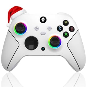YUYIU Wireless 2.4GHz Controller with 7 Colors RGB Light for Xbox Controller, Xbox One Series X|S,Consoles,Steam PC Windows, with 1000mAh Battery/Dual Vib-ration/Turbo/Programmable, 3.5mm Audio Jack (Pearl white)