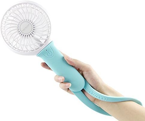 Mini Air Cool Fan Multi-function Personal Rechargeable USB hanging Handheld with LED Light Portable Cool Student Fan 3 Speeds Powered by Battery/USB for Home Office Outdoor and Travel (Blue)