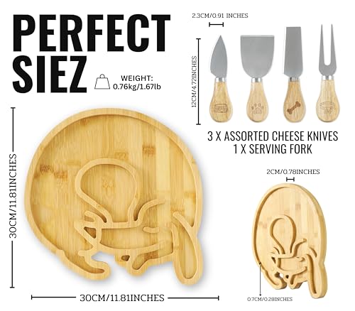 Tabla de cortar cuadrada de bambú 30x30x2 cm con set 4 utensilios miniatura 5