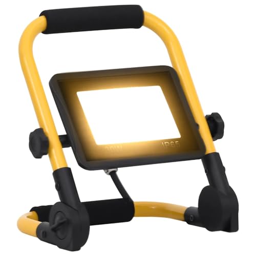 vidaXL Projecteur à LED avec Poignée Lampe de Jardin Eclairage de Sécurité à LED Extérieur Chantier de Construction 30 W Blanc Chaud