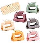 Solest London Hair Claw Clips - Square Medium Colourful Clips for Women and Girls - Pack of 6 - H...