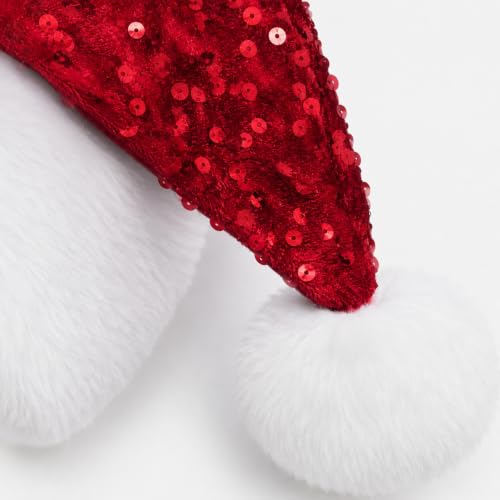 AQAYL Sequin Santa Hat Adults Christmas Hats with Soft White Fur Trim - image 6