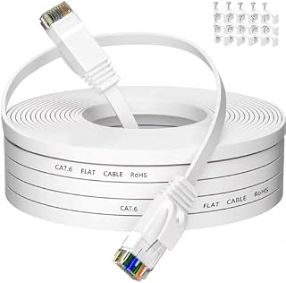 Kabel Ethernet 15m Cat 6 Kabel Sieciowy 15 Metrów Ethernet Cable 50ft Kabel Masowy Rj45 Gigabit Biały Pancerz LAN Cable Wysoka Prędkość 250MHz Kat.6 Kabel do Internetu dla Routera Modemu