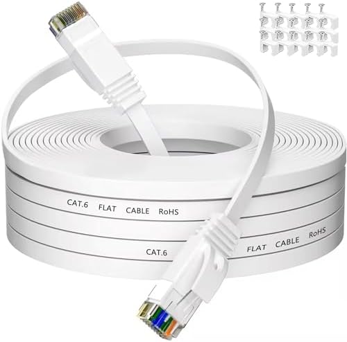 Kabel Ethernet 15m Cat 6 Kabel Sieciowy 15 Metrów Ethernet Cable 50ft Kabel Masowy Rj45 Gigabit Biały Pancerz LAN Cable Wysoka Prędkość 250MHz Kat.6 Kabel do Internetu dla Routera Modemu