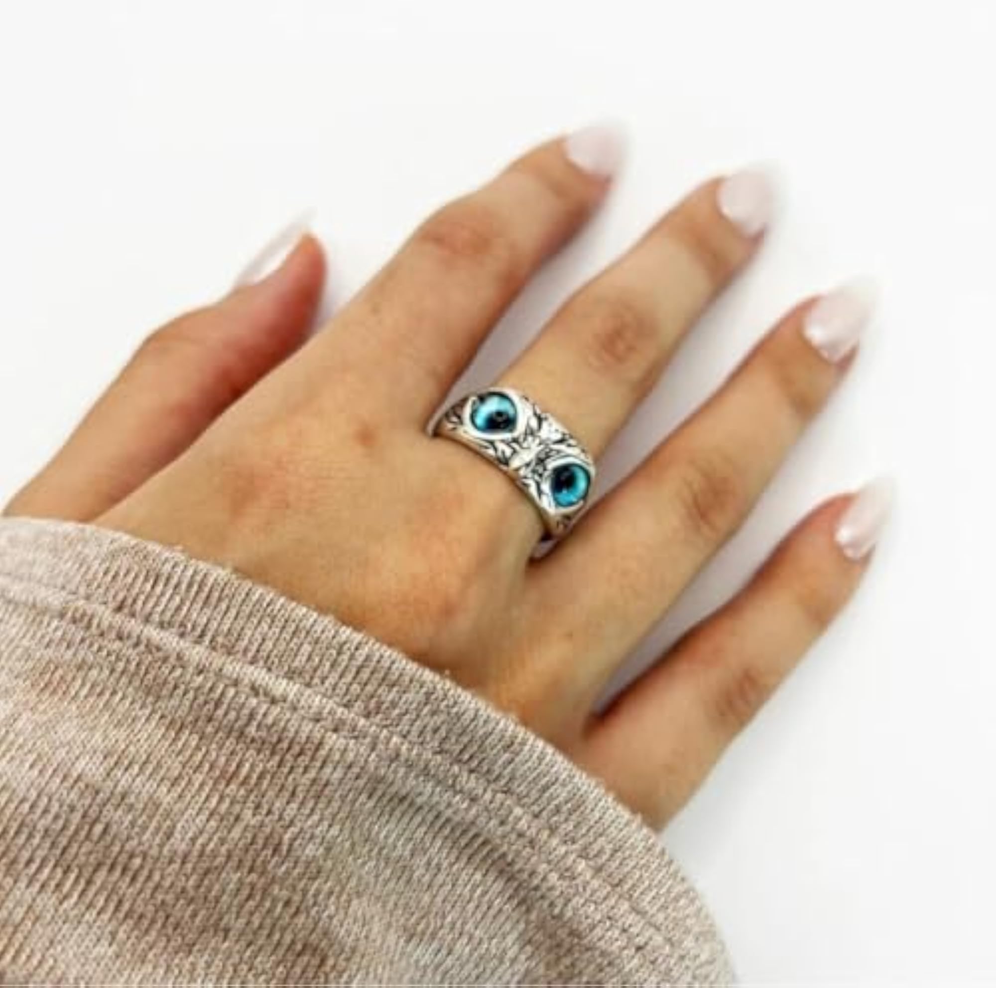 Trendy Silver Owl Bird Open Adjustable Ring