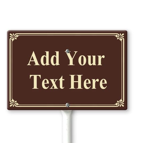Cartello da cortile personalizzato con paletto, 30 cm x 20 cm (caffè-beige), cartello personalizzabile Aggiungi il tuo testo, cartelli personalizzati in alluminio robusto, antiruggine