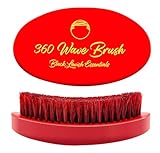 360 Wave Brush, Build Deeper Waves, Soft & Hard Boar Bristle Curved Brushes BLACK LAVISH ESSENTIALS (Medium-Hard, Red)