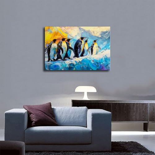 Poster pingouin sur toile tableau deco murale chambre coucher et bureau