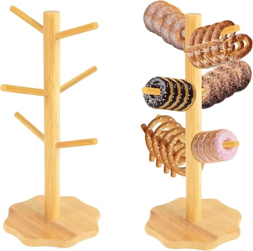 YIRUIEU 2 Stück Brezelständer Holz 16x36cm Brezelbaum 6-armig Brezenständer Holz Vielseitig als Brezenständer Wurstständer Tassenständer Perfekt für...