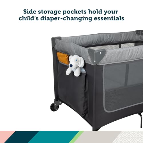 Safety 1st 4-in-1 Portable Play Yard with Bassinet, Portable Bassinet, and Flip-Away Changer, Gray - image 2