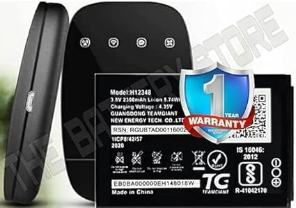 Image of Original H12348 Battery for Jio WiFi Reliance Jio WiFi Dongle /Airtel WiFi / M2S Fi 2 / Wireless Router 4g FI2 / M2 hot spot Battery with 1 Year Warranty *** (SUPER120)