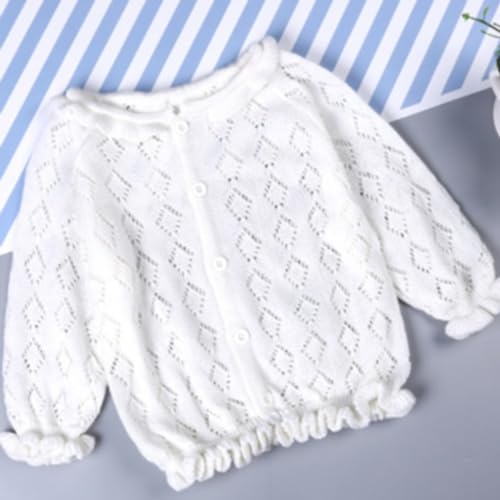 sfdgfhyf Little Girls Knit Cardigan Sweater for Toddler Baby Ruffle Long Sleeve Crewneck Top Button Baby2