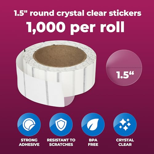 NextDayLabels Clear Circle Stickers - 1,000 Count 1.5