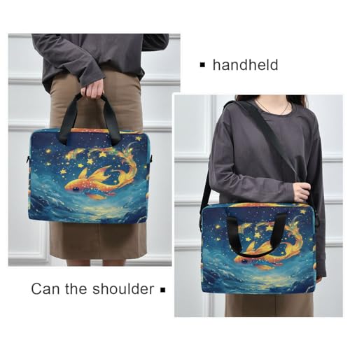 Funda de laptop portátil cruzada con asa y correa 15.6" azul miniatura 2