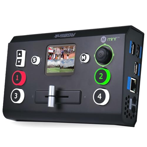RGBlink Mini-pro Video Switcher with 4 x 4K HDMI Inputs 1HDMI/USB3.0 Outputs Multi Camera Video Mixer Switcher with 2 Inch Touch Screen Ideal for Live