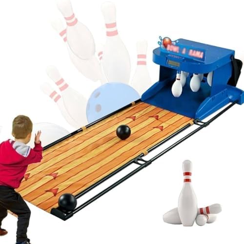Indoor Bowling Ball Sports Game Console Electronic Bowling Alley Game, Folding Bowling Alley for Home with LED Electronic Scoreboard, for Children and Adults