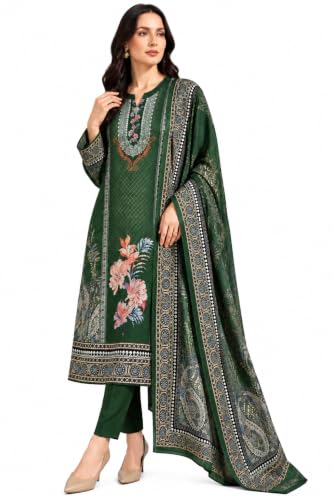 Image of WOOL'S KART|Women's Floral Printed Straight Kurta with Trousers & Dupatta Set | 3-Piece Ethnic Suit Set 103