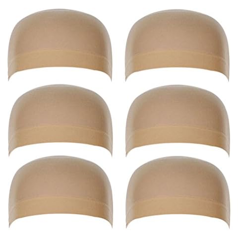 OMORFIEER 6 Pack Nylon Stocking Wig Caps for Women and Men Elastic Stretchy Neutral Nude Beige Cover