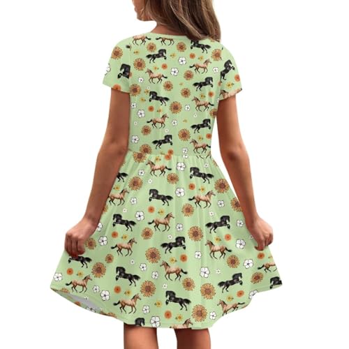 Image of Short Sleeve Dress for Girls with Pockets Cute Toddler Girl Clothes Summer 2-12