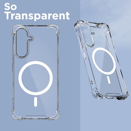 Image of Amazon Basics Back Cover for Samsung Galaxy M56 5G Mag-Safe Shockproof PC + TPU Protective Case Magnetic Support Bumper Case (Transparent Mag-Safe)