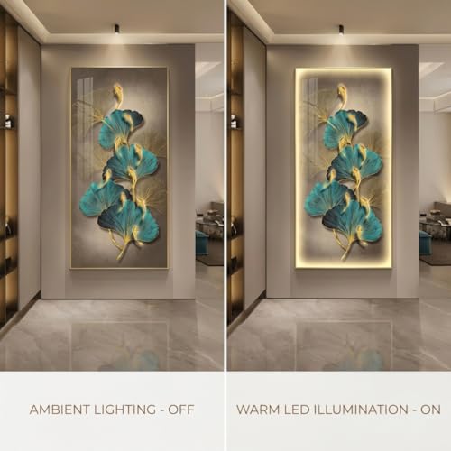 Tableau feuilles de ginkgo LED pour illuminer une entrée moderne