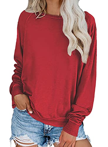 Dokotoo Sweatshirt Damen Basic Rundhals Langarmshirt Herbst Winter Pullover...