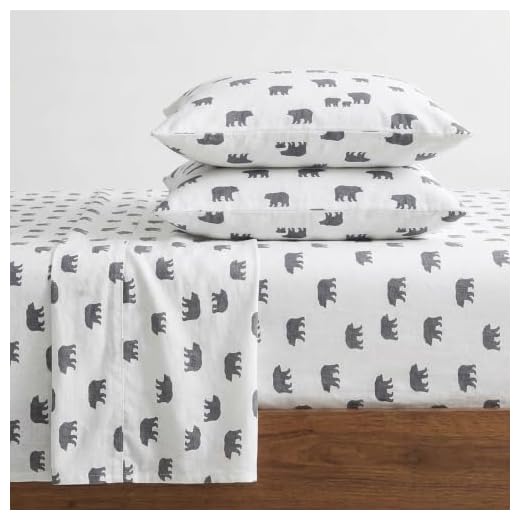 Eddie Bauer - Twin Sheets, Cotton Flannel Bedding Set, Brushed For Extra Softness, Cozy Home Decor (Bear Family)