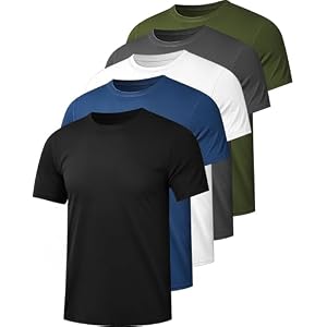 Kinglaman 1/5 Pack Mesh Workout Shirts for Men Dry Fit Gym Quick Dry Athletic Short Sleeve Sports T-Shirt Moisture Wicking