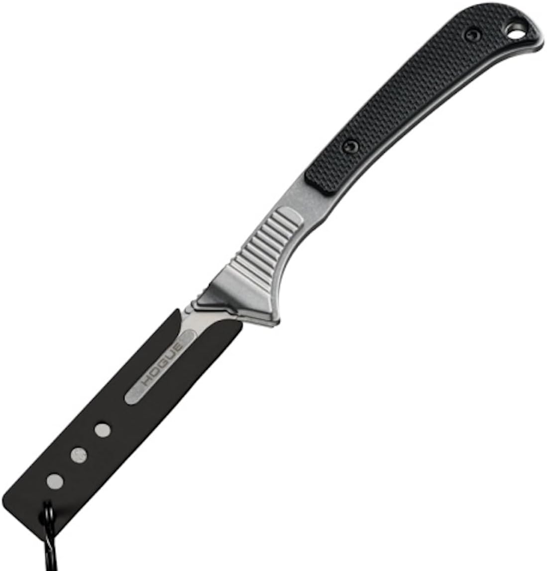 Hogue Expel 2.5” Replaceable High Carbon Steel Blade, 440C Stainless Steel Frame w/Removable Peel-Ply Textured G10 Scales, Fixed Scalpel Knife, Solid Black - 35876