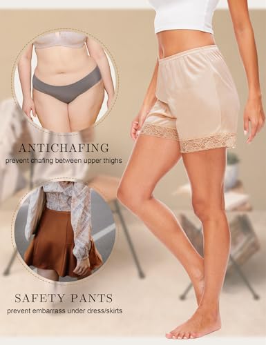 Image of GYS Slip Shorts Culotte for Women Split Skirt Lace Pettipants Bloomer