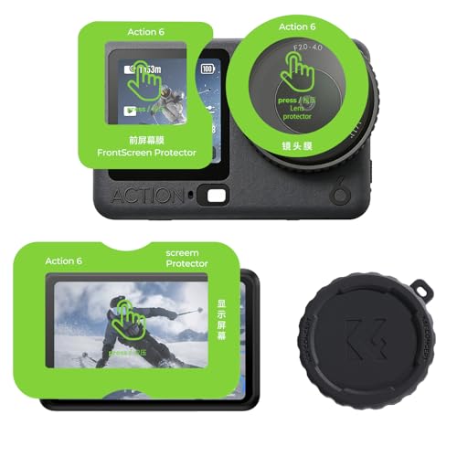 K&F CONCEPT AR�K���X�t�B���� �Ή�osmo Action6 �ی�t�B���� 9H�����K���X �ϏՌ� �����z�� ������ ��U�h�~ �J�����p�ی�t�B���� �X�N���[���v���e�N�^�[