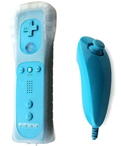Manette Wii et Nunchuk bleu vif avec coque silicone AMGGLOBAL