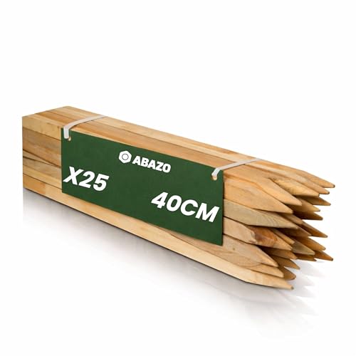 Lot de 25 piquets en bois de hêtre et piquets carrés en bois – Longueur 40 cm – Idéal pour les poteaux de clôture, les poteaux de clôture, les piquets...
