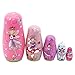 VWH 5 Pcs Bois Poupées Russes de Matryoshka Ange Rose Poupées Gigognes Jouets à la Main
